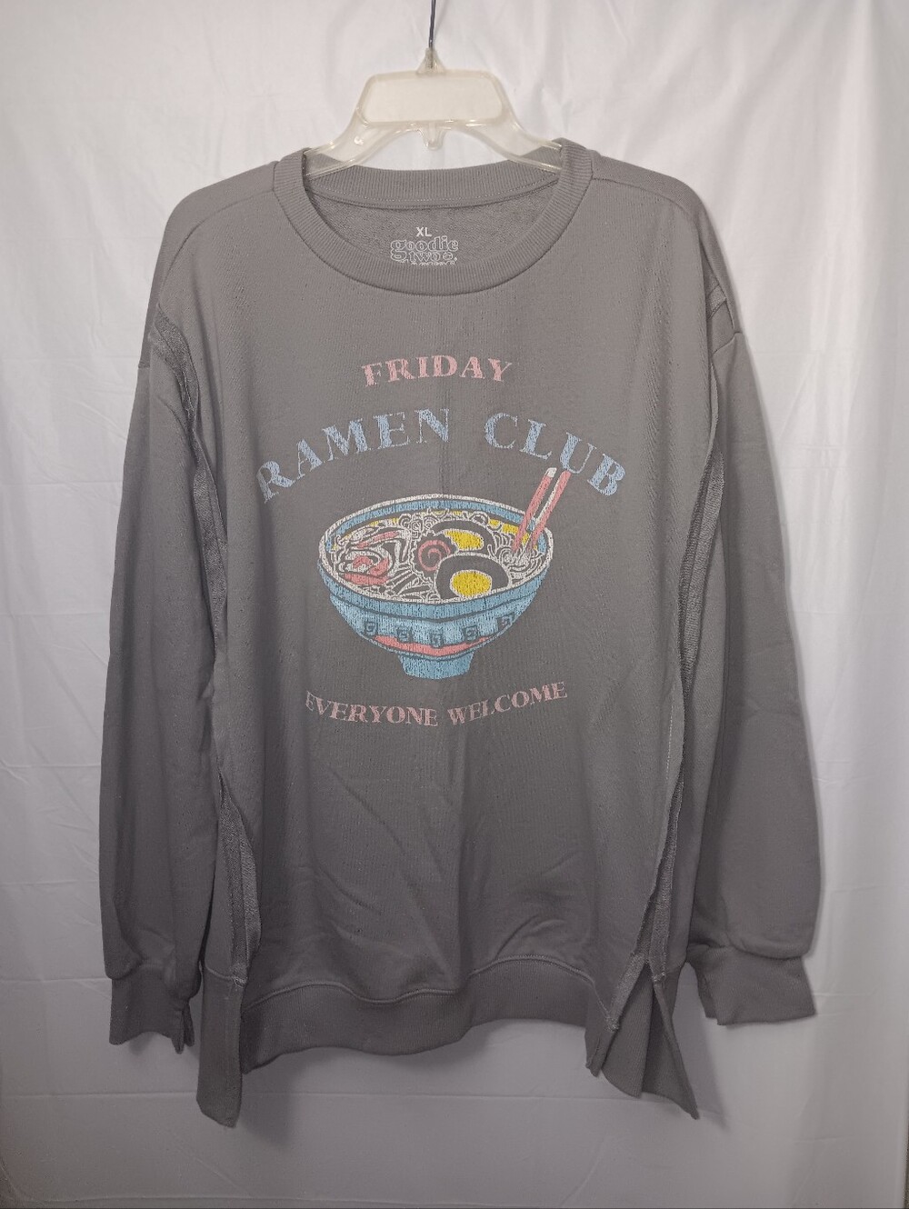 Friday Ramen Club Gray Graphic Sweatshirt - Everyone Welcome